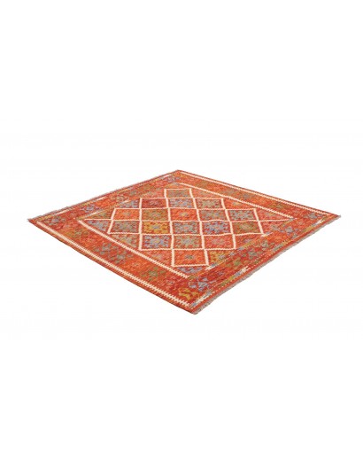 Tappeto Kilim Afghanistan rosso marrone 163x160
