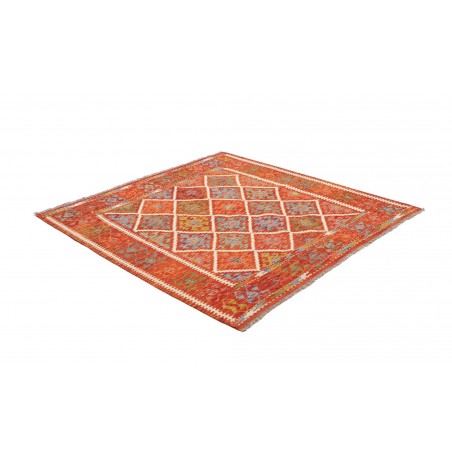 Tappeto Kilim Afghanistan rosso marrone 163x160