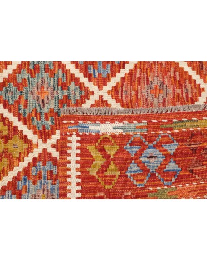 Tappeto Kilim Afghanistan rosso marrone 163x160