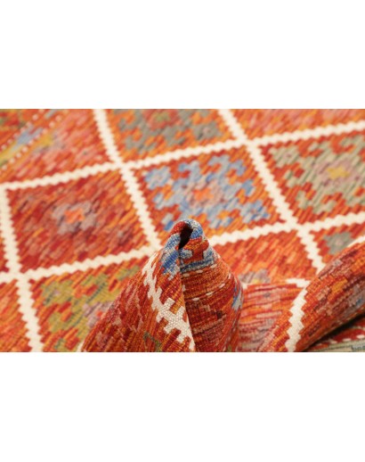 Tappeto Kilim Afghanistan rosso marrone 163x160