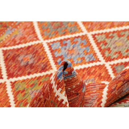 Tappeto Kilim Afghanistan rosso marrone 163x160