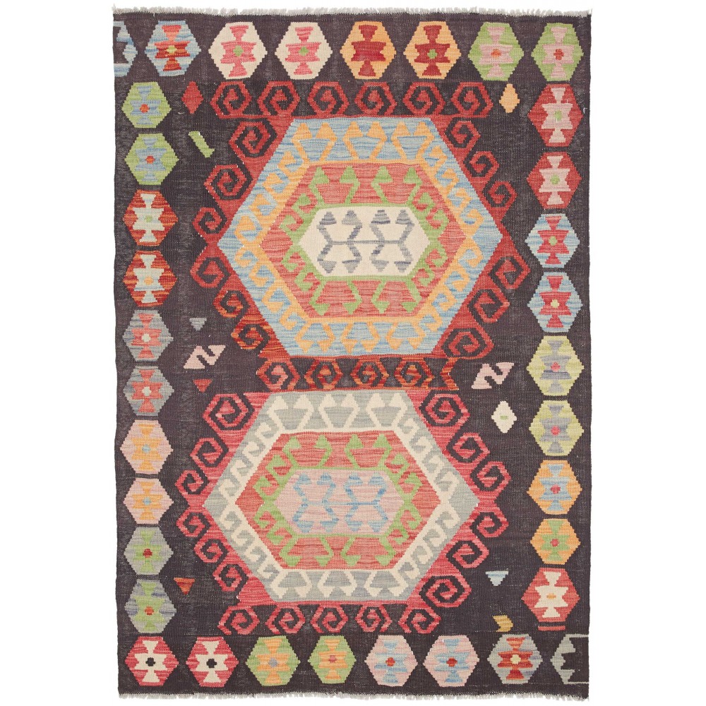 Tappeto Kilim Afghanistan azzurro beige 121x179
