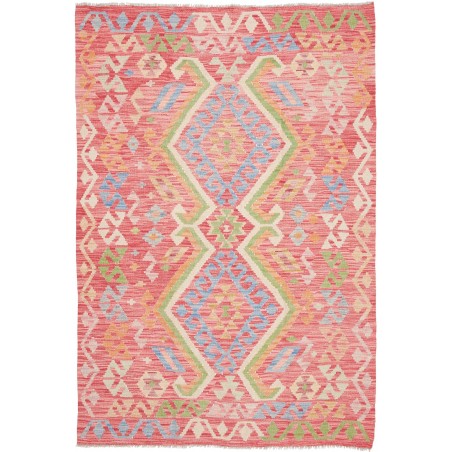 Tappeto Kilim Afghanistan marrone rosso 126x187