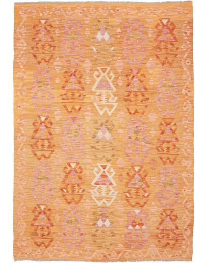 Tappeto Kilim Afghanistan arancione marrone 128x185