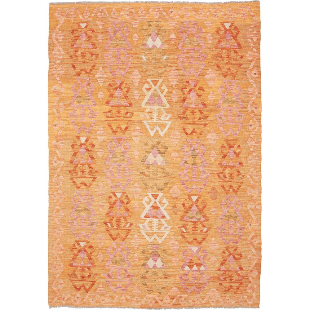 Tappeto Kilim Afghanistan arancione marrone 128x185