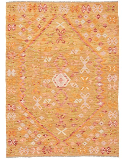 Tappeto Kilim Afghanistan arancione marrone 129x176