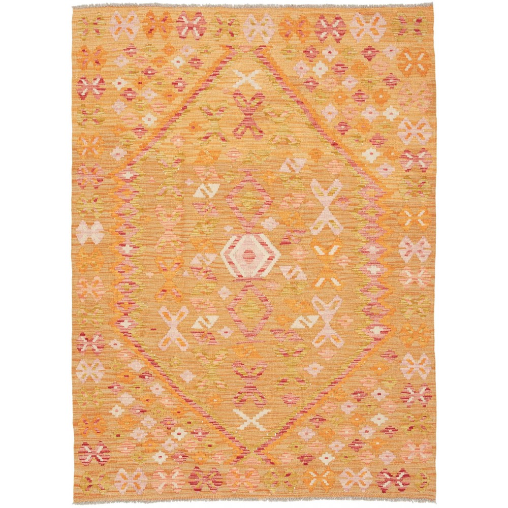 Tappeto Kilim Afghanistan arancione marrone 129x176