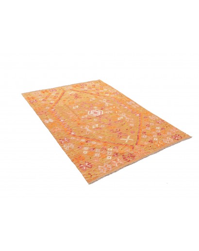 Tappeto Kilim Afghanistan arancione marrone 129x176