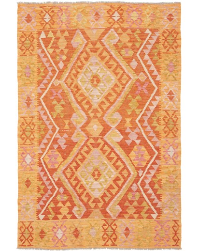 Tappeto Kilim Afghanistan arancione marrone 126x188