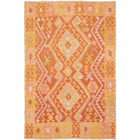 Tappeto Kilim Afghanistan arancione marrone 126x188