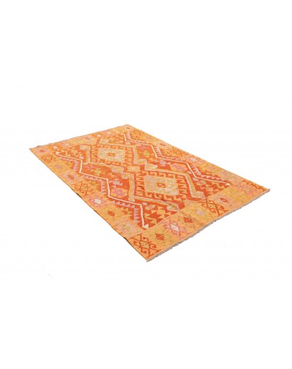 Tappeto Kilim Afghanistan arancione marrone 126x188