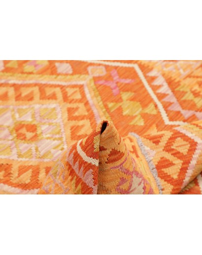 Tappeto Kilim Afghanistan arancione marrone 126x188