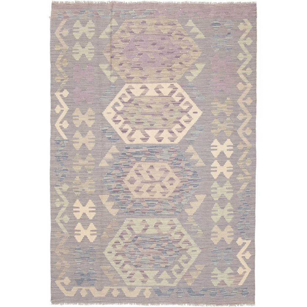 Tappeto Kilim Afghanistan beige azzurro 122x177