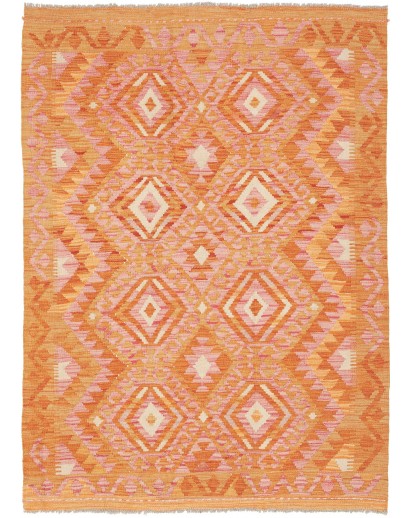 Tappeto Kilim Afghanistan arancione marrone 125x170