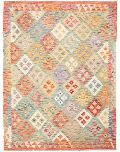 Tappeto Kilim Afghanistan marrone bianco 154x200