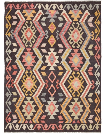 Tappeto Kilim Afghanistan grigio giallo 129x175