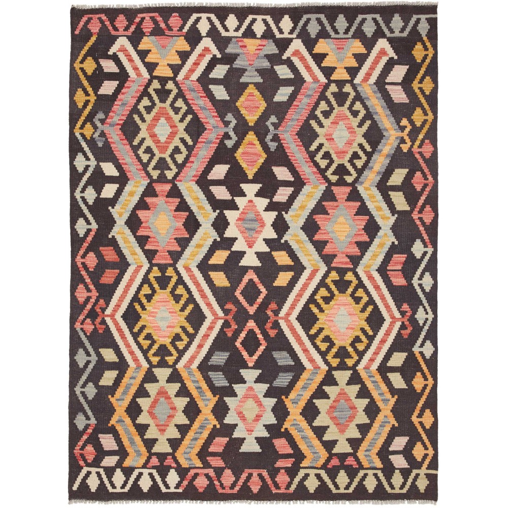 Tappeto Kilim Afghanistan grigio giallo 129x175