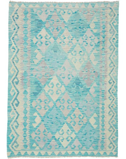 Tappeto Kilim Afghanistan beige blu 126x177