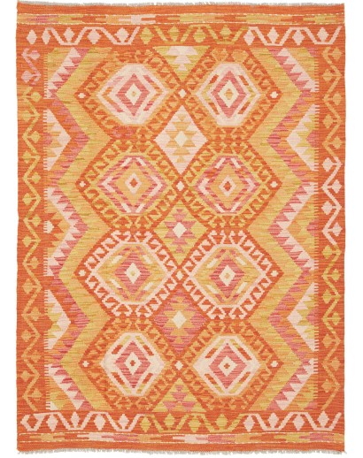 Tappeto Kilim Afghanistan arancione marrone 129x177