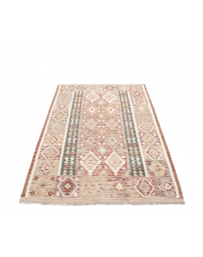 Tappeto Kilim Afghanistan bianco giallo 136x206