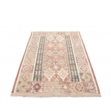 Tappeto Kilim Afghanistan bianco giallo 136x206