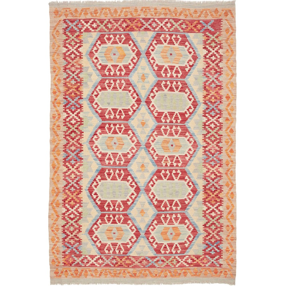 Tappeto Kilim Afghanistan marrone giallo 127x189