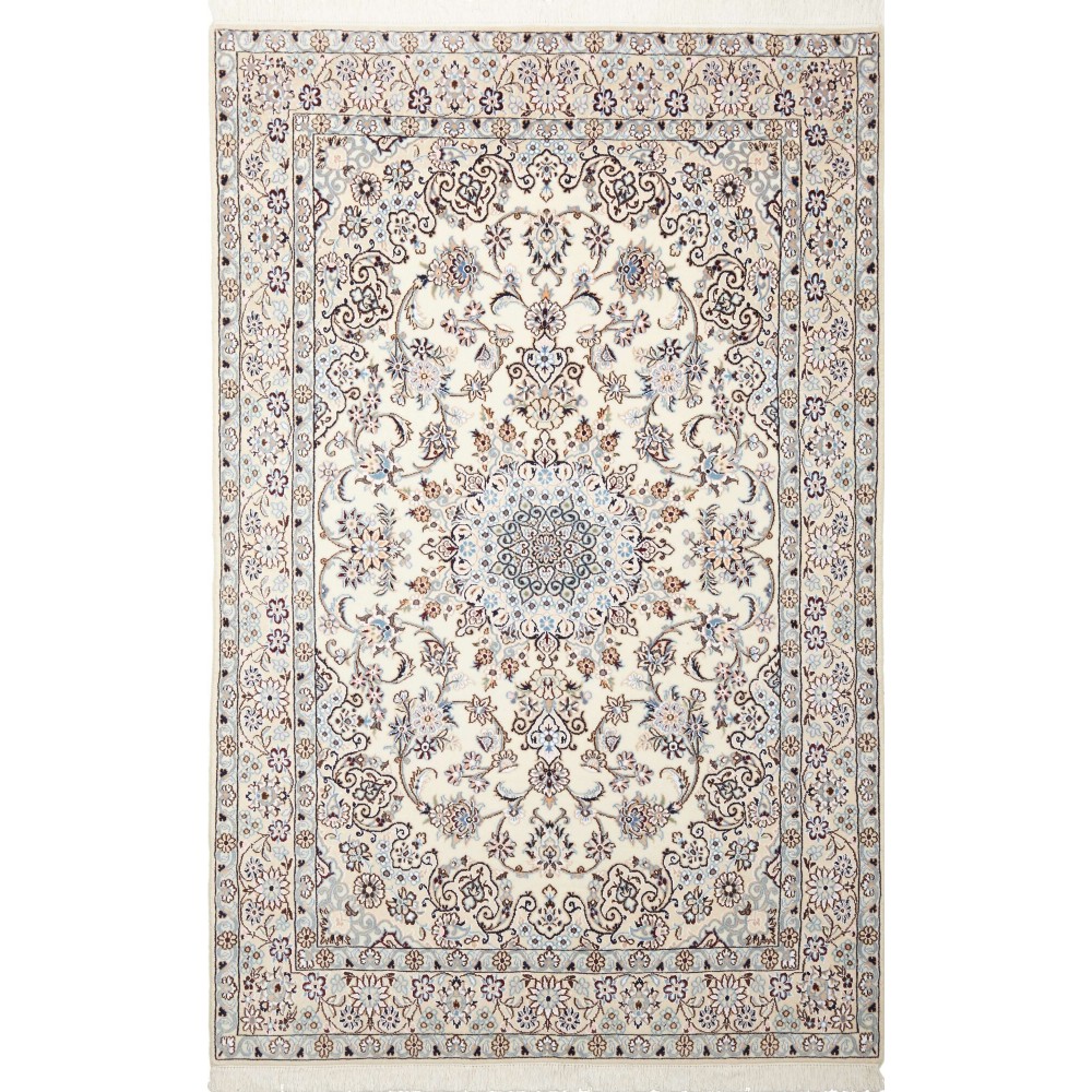 Tappeto Nain 9La Persia bianco grigio 130x202 Tappeto Nain 9La Persia bianco grigio 130x202
