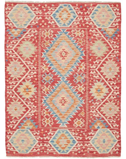 Tappeto Kilim Afghanistan marrone rosso 131x173