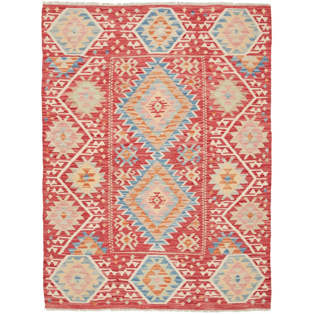 Tappeto Kilim Afghanistan marrone rosso 131x173