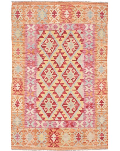 Tappeto Kilim Afghanistan marrone giallo 102x156