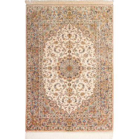 Tappeto Ghom seta Persia giallo verde 102x150