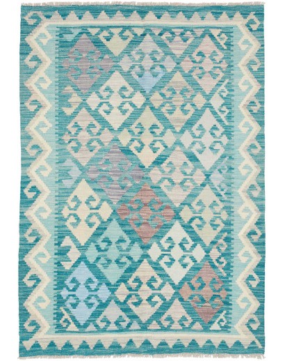 Tappeto Kilim Afghanistan beige blu 102x149