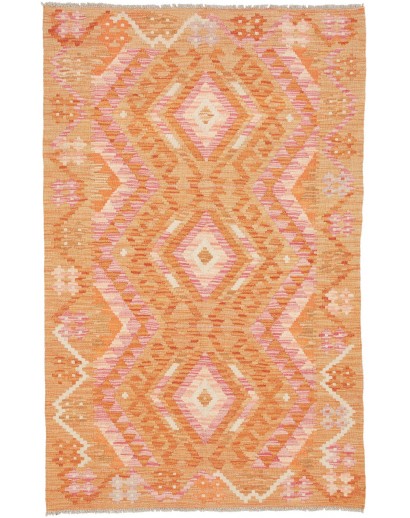 Tappeto Kilim Afghanistan arancione rosso 97x154