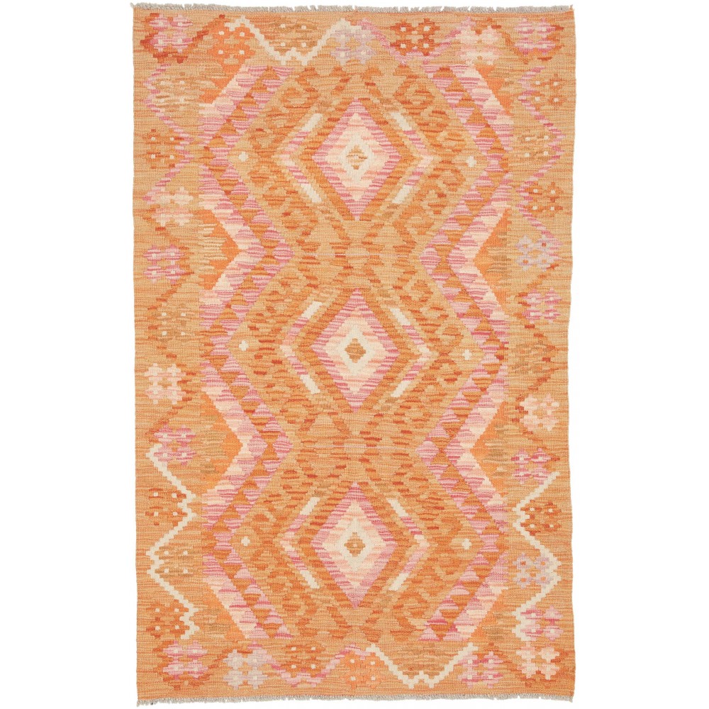 Tappeto Kilim Afghanistan arancione rosso 97x154