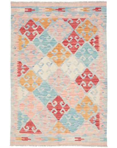 Tappeto Kilim Afghanistan beige rosso 101x149