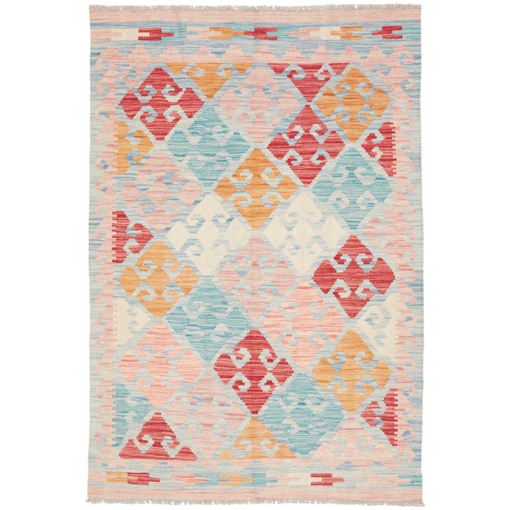 Tappeto Kilim Afghanistan beige rosso 101x149
