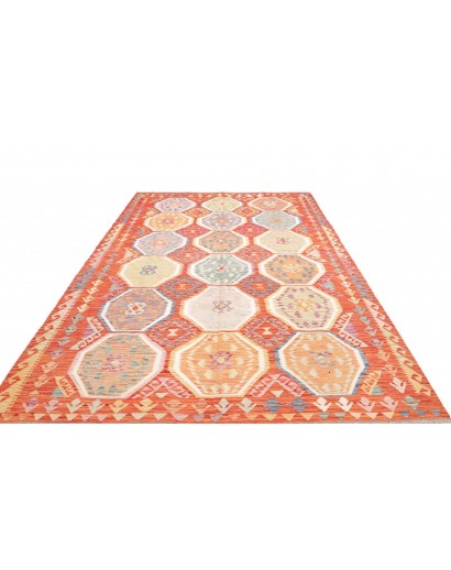 Tappeto Kilim Afghanistan giallo rosso 201x304
