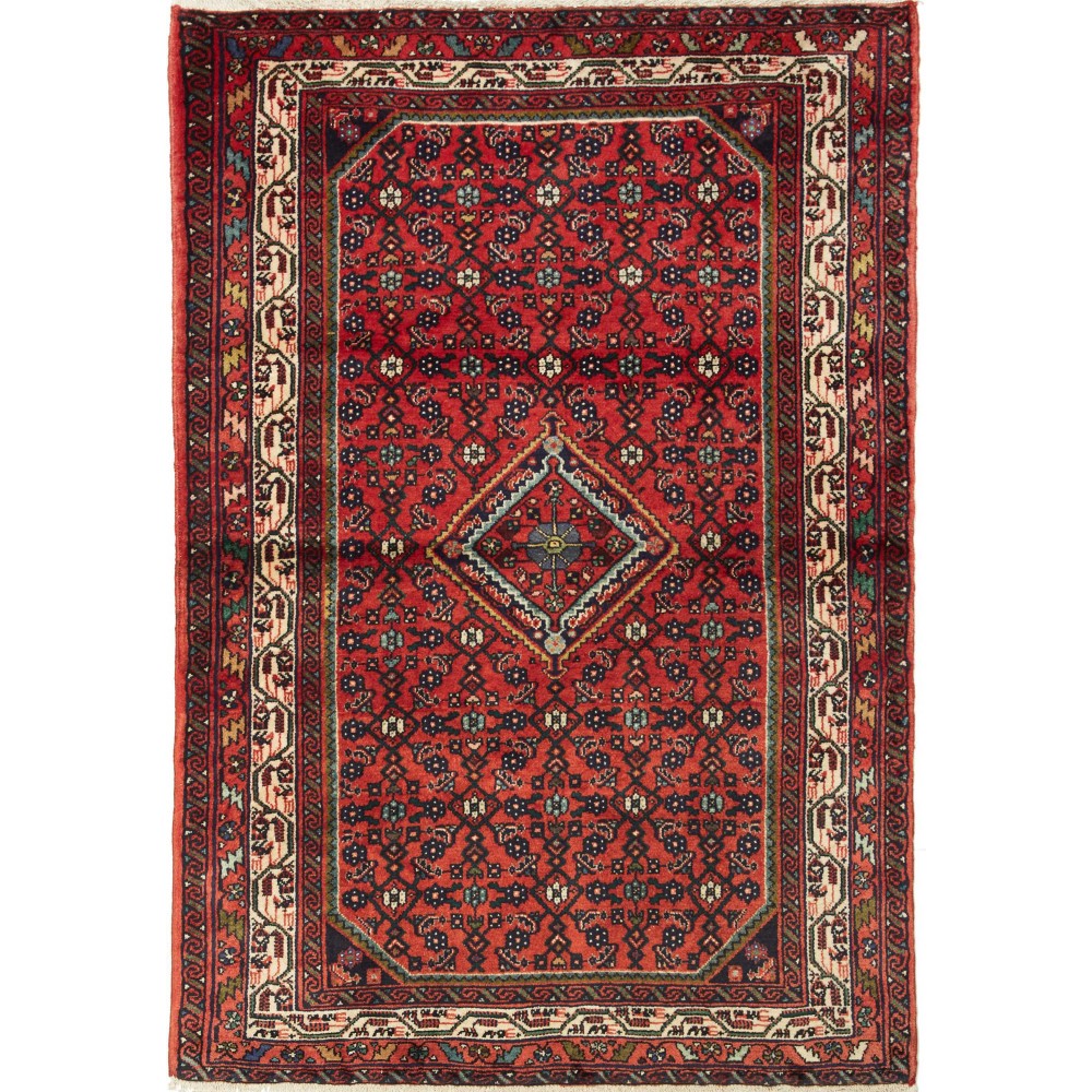 Tappeto Hamadan Persia grigio marrone 98x143 Tappeto Hamadan Persia grigio marrone 98x143
