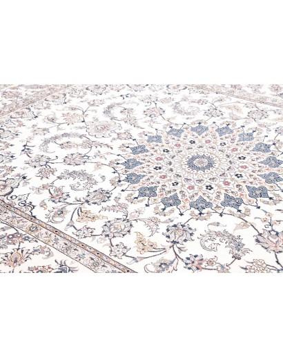 Tappeto Kashan Persia bianco azzurro 197x300