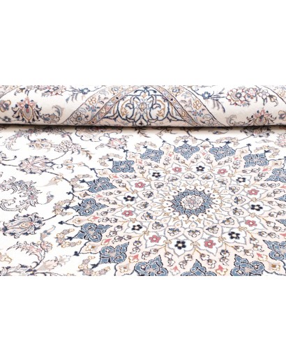 Tappeto Kashan Persia bianco azzurro 197x300