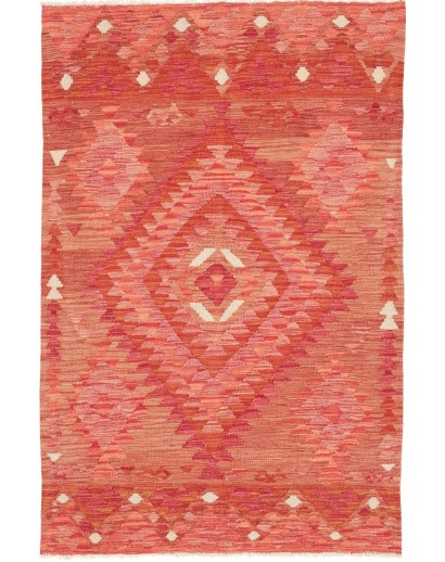 Tappeto Kilim Afghanistan rosso arancione 100x155