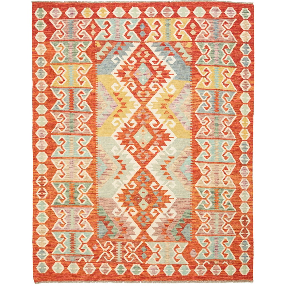 Tappeto Kilim Afghanistan marrone rosso 152x193