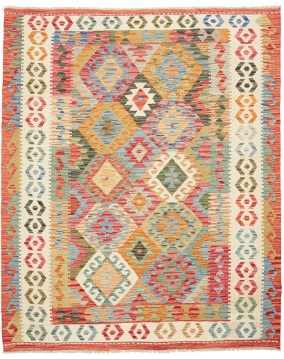 Tappeto Kilim Afghanistan marrone bianco 159x194