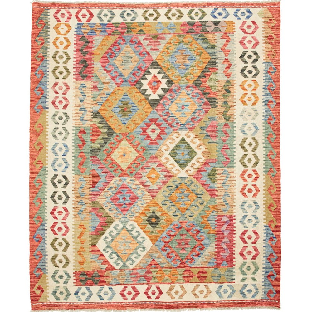 Tappeto Kilim Afghanistan marrone bianco 159x194