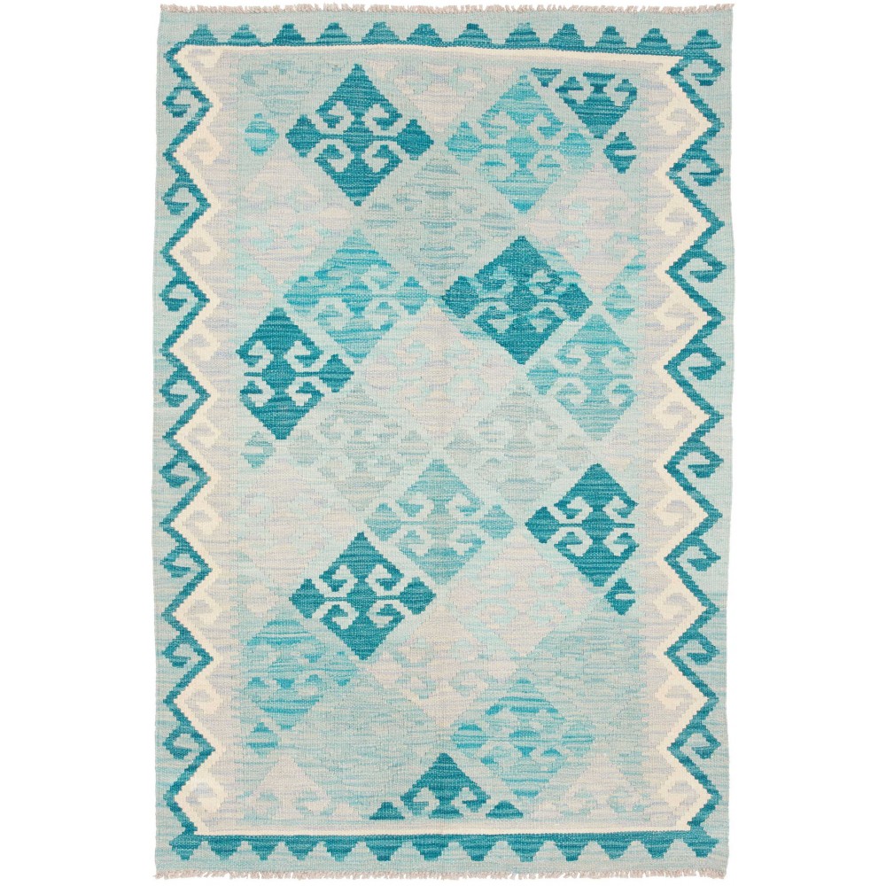 Tappeto Kilim Afghanistan bianco blu 102x155