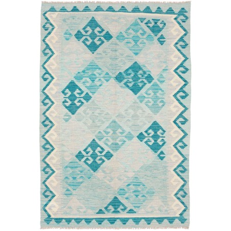 Tappeto Kilim Afghanistan bianco blu 102x155
