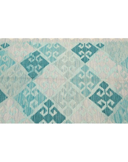 Tappeto Kilim Afghanistan bianco blu 102x155