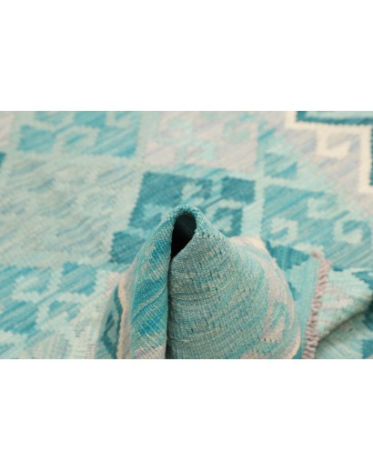 Tappeto Kilim Afghanistan bianco blu 102x155