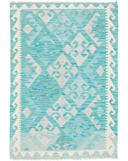 Tappeto Kilim Afghanistan bianco verde 95x142