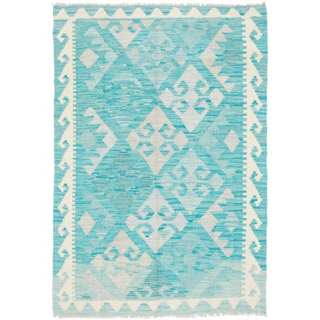 Tappeto Kilim Afghanistan bianco verde 95x142
